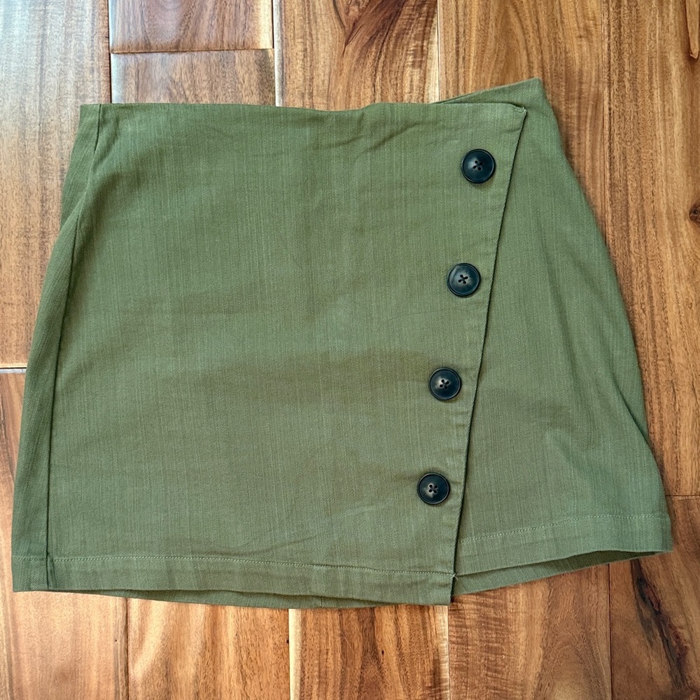 Olive Button-Front Women's Skirt